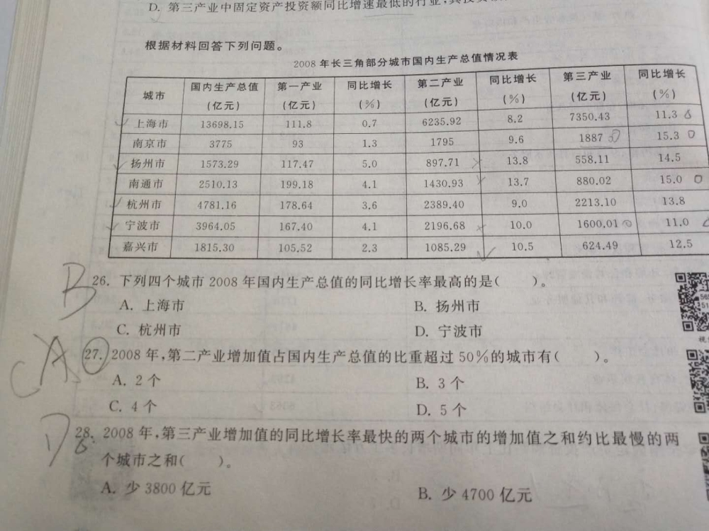 增加值是现-基，各种答案都是直接数据乘以2相比较。怎么理解